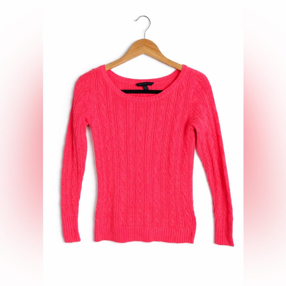 American Eagle Pink Cable Knit Sweater XS Soft Preppy Barbiecore Cozy Cute Top